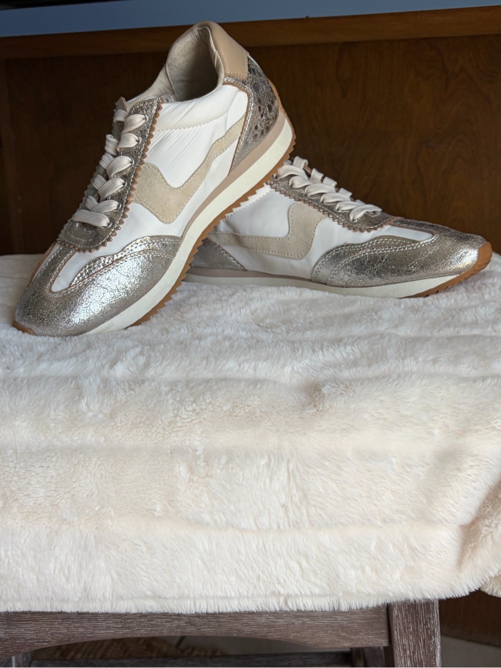 Dolce Vita Silver and Cream Women's Fashion Sneakers